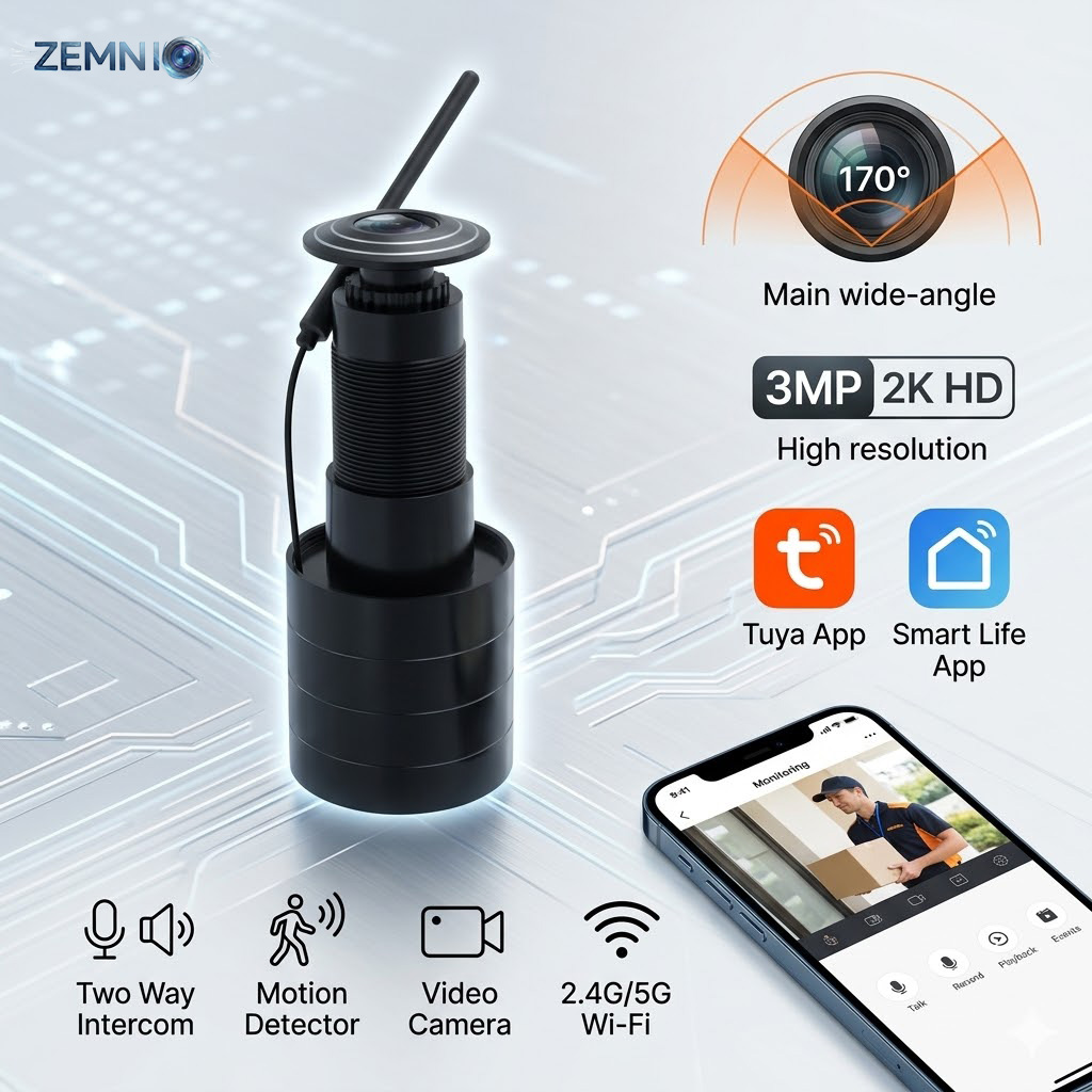 ZEMNIO 2K 3MP Smart Door Peeph - Smart Doorbell Wired 评论和价格
